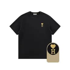 Camiseta coracao bordado  Gola redondo Manga curta Unissex peruano Masculina menina coelho