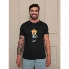 Camiseta uso estampa Gola redondo Manga curta Unissex peruano Masculina menina coelho masculino