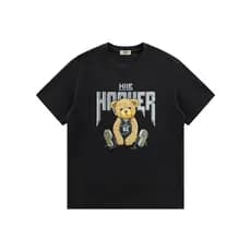 Camiseta uso bordado  Gola redondo Manga curta Unissex peruano Masculina menina coelho masculino