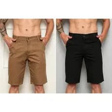kit 2 Bermudas Sarja Alta Qualidade Linha Premium Jeans Preta Bege Branca Verde Azul Caramelo Cinza vinho verde