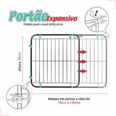 Portão Expansivo Proteção Criança Cão Pet De 70 A 115 Cm