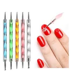 Kit 5 Boleadores Pinceis Ponta Dupla Redonda Tamanhos Decoração De Unha Promoção