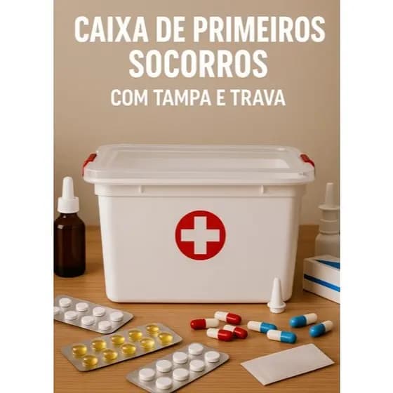 Caixa Primeiros Socorros Organizador De Remédios Medicamentos Com Trava 5 Litros Médica Doméstica