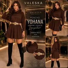 Vestido Feminino Manga Longa Gola Alta Lanzinha Lã Poncho Blusão Moda Blogueira Gringa envio rapido