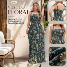 Vestido Feminino Longo Estampado DUBAI LAISE LUXO Elegante festa lastex e alças envio imediato