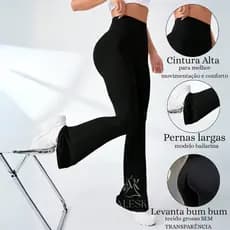 Calça feminina Flare bailarina Cintura Alta flanelada zero transparência, Amodal e é envio imediato