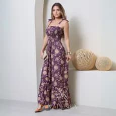 Vestido Longo Estampado Laise Elegante Leve e Confortável tecido Premium DIA DAS MÃES ENTREGA RAPIDA