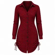 Vestido feminino Xadrez camisa manga longa com botões regulador lateraL FESTA JUNINA INVERNO 2026