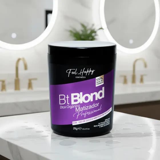 Máscara Capilar Anti Frizz BTox Orgânico Blond Loiro 1000gr Feel Happy