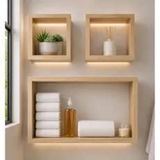 kit nicho 3 pçs nicho completo já vai montado só instalar decoração sala quarto banheiro