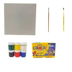 Kit Pintura escolar Tela Guache e Pincéis