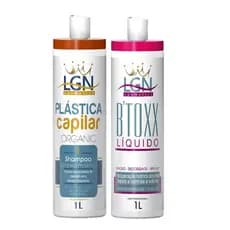 1UN Btox líquido Redução de volumes alisante 1L + Shampoo Anti resíduo limpeza profunda 1L - LGN Barber
