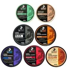 5 Ceras 150g (incolor, matte, caramelo, teia e black)+2 Pastas 80g (matte cream e cristal shine)