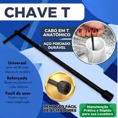 Chave T Longa Para máquina de lavar 10mm Agitador Brastemp/Consul/Electrolux Universal 52cm diversas marcas e modelos