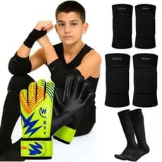 Kit Goleiro Luva Joelheira Cotoveleira Meião Para Futebol Futsal ORIGINAL