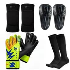 Kit Goleiro Infantil Joelheira Classica / Caneleira / Meião / Luva Goleiro Futebol Futsal