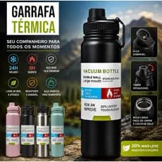 Garrafa Grande Térmica Água Squeeze Inox 800ml  Academia quente E Frio