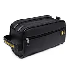 Necessaire Caterpillar Masculina Bolsa de Mão de Couro perfeita para o Dia a Dia com Duplo Zíper na Promoção
