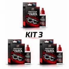 KIT 3 Renovador de Farol Orbi Tira Amarelado e Aspecto Fosco Revitalizador 50ml + Estopa