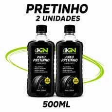 KIT 2 Pretinho Limpa Pneu Automotivo KN 500ml Brilho Intenso Roda de Carro Moto Caminhão Veículo