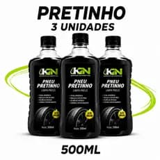 KIT 3 Pretinho Limpa Pneu Automotivo KN 500ml Brilho Intenso Roda de Carro Moto Caminhão