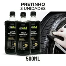 KIT 3/2/1 Pretinho Limpa Pneu Automotivo KN 500ml Brilho Intenso Roda de Caminhão Carro Moto
