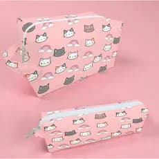 Necessaire Organizadora Gatinhos Estojo Lápis Bolsinha Rosa Estampa Arco-íris Infantil Escola Menina