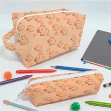 Porta lapis Escolar Estojo Capivara Bixinho Moda Delicada Fofa Case Personalizada Com Alça Multiuso Organizador Viagem