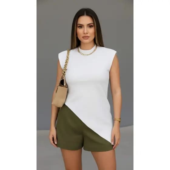 Blusa Muscle Tee Assimétrica 100% algodão