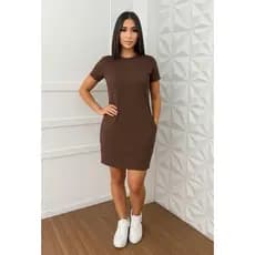 Vestido Malha 100% Algodão Bolso Lateral