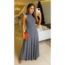 Vestido Longo Gola Alta Nadador