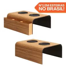 Esteira Braço Sofá Porta Suporte Apoio Copo Controle Madeira
