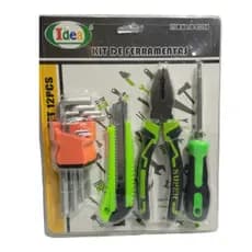 Jogo de Ferramentas 12 Peças com Alicate Chave de Fenda Estilete Jogo de Chaves Allen Kit Ferramentas Doméstico Completo