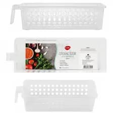 Cesto Organizador Para Geladeira Clink Plástico com Cabo Para Segurar Tamanho (P) 8,2x12,2x33,5 CM