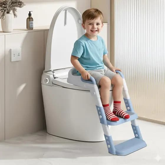 Assento Bebê Troninho com Escada, Redutor para Vaso Sanitário, Seguro e Confortável