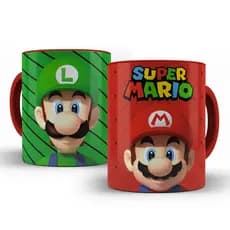 Caneca Porcelana Mario Bros E Luigi Jogo Nintendo Xícara