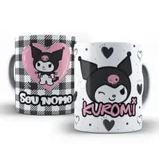 Caneca Personalizada Porcelana Kuromi Com Nome 325ml
