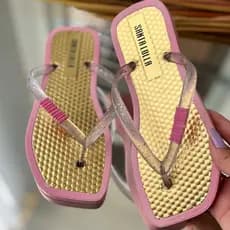 Chinelo De Dedo Feminino Adulto LAMINADO LANÇAMENTO BRILHO ESTILOSO STL
