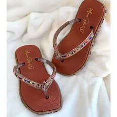 Chinelo Infantil Feminino Com Strass Na Sola e na Correia Colorido
