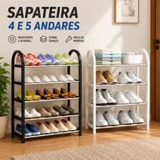 Sapateira Prateleira 4 e 5  Andares para até 10 Pares Organizadora Plástico Multiuso Sapatos