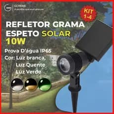 Luminária Espeto Jardim Solar LED 10W Refletor Solar |Luz de Gramado|À Prova D'àgua |Luz Branco Frio|Branco Quente|Verde