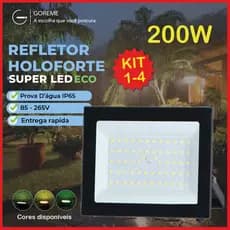 Holofote Refletor Led ECO Pro 200W Branco Frio 6500K  Branco Quente Verde| IP65 | Luz Econômica | Para Jardim