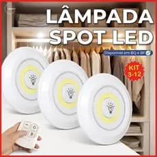 Kit Luminária Spot Led Redondo Com Controle Luz Fria ou Quente Auto Colante Bivolt
