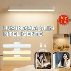 Luminária Magnética Slim Inteligente Led Recarregável 3 Cores Ajuste 90° USB Bivolt