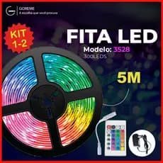 Fita LED 3528 SUPER LED ULTRA RGB 5M 12V 300 LEDS | 16 CORES IP20 Pronta Entrega Com e Sem Fonte