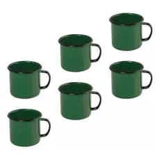 Caneca Esmaltada VERDE Retro Xicara 80ml - 6 Unidades