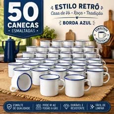 Kit 50 Canecas 150ml BRANCA Esmaltadas De Café Retro Xicaras De Chá Retro Vintage Acampamento Roça