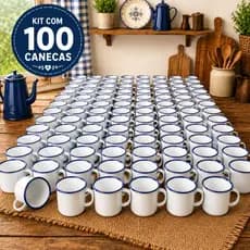 Kit 100 Canecas 150ml BRANCA Esmaltadas De Café Retro Xicaras De Chá Retro Acampamento Roça