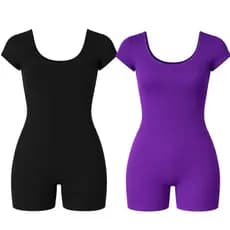 Kit 2 Macaquinho Fitness Feminino Suplex Academia Manga Curta Meia Coxa Roupa de Treino
