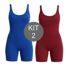 Kit 2 Macaquinho Fitness Academia Costas Abertas Meia Coxa